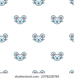 Mouse muzzle. Rat character is in doodle style for designing baby clothes. Hand drawn seamless pattern with cartoon bear. Bohemian nursery print. Kids design texture for pajamas. Vector illustration