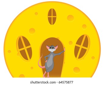 Mouse is near a house made of cheese