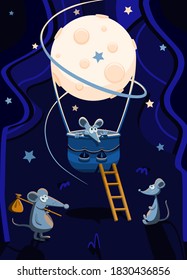 ratón sobre la luna de globo