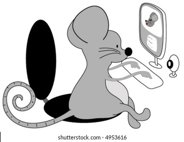 Mouse on computer with a web camera.Vector.