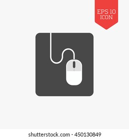 Mouse on mouse pad icon. Flat design gray color symbol. Modern UI web navigation, sign. Illustration element