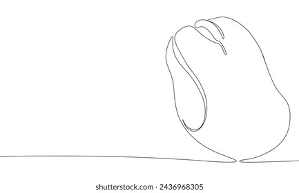 Mouse one line continuous. Line art Mouse isolated on transparent background. Hand drawn vector art.