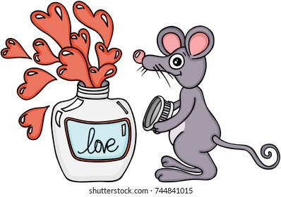 Mouse open the love potion bottle
