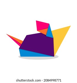 Mouse origami. Abstract colorful vibrant mouse logo design. Animal origami. Vector illustration