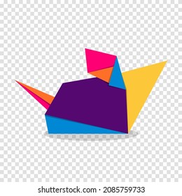 Mouse origami. Abstract colorful vibrant mouse logo design. Animal origami. Vector illustration