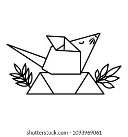 mouse origami paper in the field