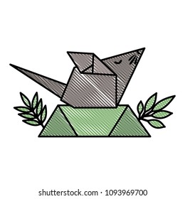 mouse origami paper in the field