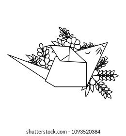 mouse origami paper with floral decoration
