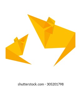 Mouse origami yellow abstract in a geometric mosaic. Vector illustration.