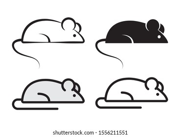 Mouse, outline and flat. Design elements for banners for Chinese New Year. Vector illustration