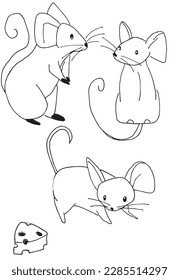 Mouse outline illustration vector image. Hand drawn mouses sketch image artwork. Simple original logo icon from pen drawing sketch.
