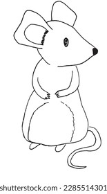 Mouse outline illustration vector image. Hand drawn mouses sketch image artwork. Simple original logo icon from pen drawing sketch.