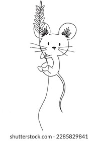 Mouse outline illustration vector image. Hand drawn mouses sketch image artwork. Simple original logo icon from pen drawing sketch.