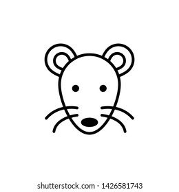 Mouse (Outline Stroke Animal Icon Vector Illustration - Vector)