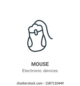 Mouse outline vector icon. Thin line black mouse icon, flat vector simple element illustration from editable electronic devices concept isolated on white background