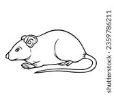 mouse outline vector illustration,isolated on white background,top view
