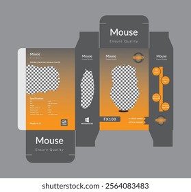  Mouse package box design Product box package creative design Mouse box vector design Print Ready, box design template