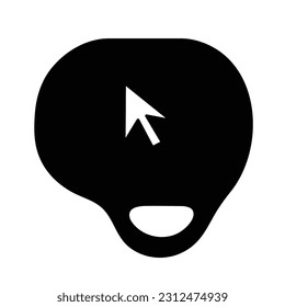 Mouse pad black and white vector icon silhouette isolated on white square background. Simple flat outlined icon with minimalist style.