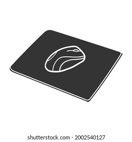 Mouse Pad Icon Silhouette Illustration. Computer Gadget Vector Graphic Pictogram Symbol Clip Art. Doodle Sketch Black Sign.