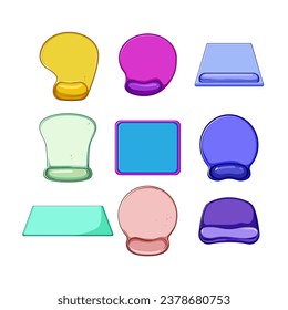 mouse pad set cartoon. blank office, empty mockup, accessory keyboard mouse pad sign. isolated symbol vector illustration