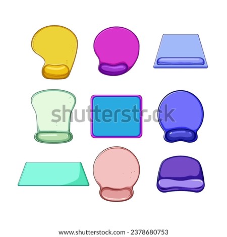 mouse pad set cartoon. blank office, empty mockup, accessory keyboard mouse pad sign. isolated symbol vector illustration