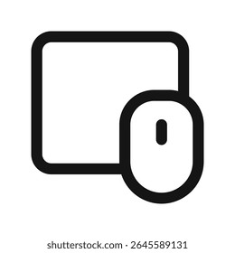 Mouse pad UI icon, gaming mouse pad simple line user interface vector symbol
