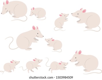 Mouse parent and child illustration set