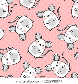 Mouse pattern, Cute cartoon mice seamless pattern background, vector illustration