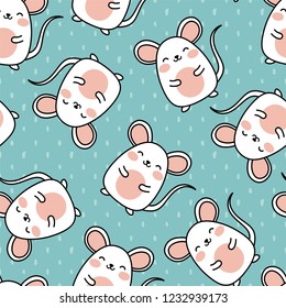 Mouse pattern, Cute cartoon mice seamless pattern background, vector illustration