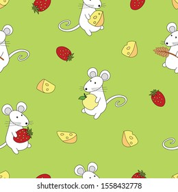 mouse pattern on green background
