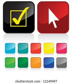 mouse pointer & approved sign buttons - and suggested colors with glossy aspect