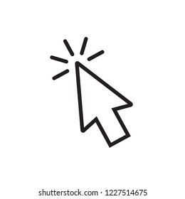Mouse pointer arrow clicked or cursor click line art icon for apps and websites