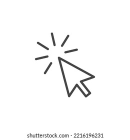 Mouse pointer arrow clicked or cursor click line art icon for apps and websites