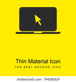 Mouse pointer arrow on laptop black screen bright yellow material minimal icon or logo design