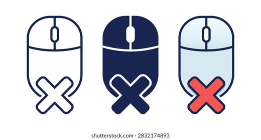 Mouse Pointer Blocked Icon. Cursor with Cross Symbol for Click Restriction. Vector Illustration