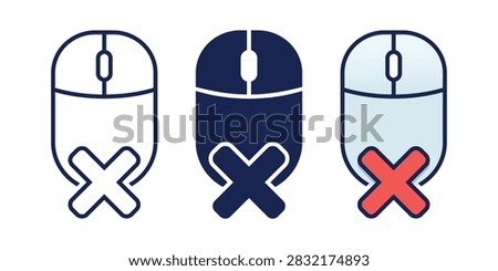 Mouse Pointer Blocked Icon. Cursor with Cross Symbol for Click Restriction. Vector Illustration