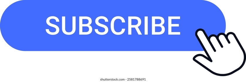 Mouse pointer clicking on a subscribe button with an extended index finger, encouraging users to follow and stay updated on the latest online content and services