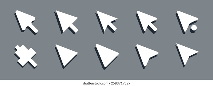 Mouse pointer curcor style with shadow vector icon set simple