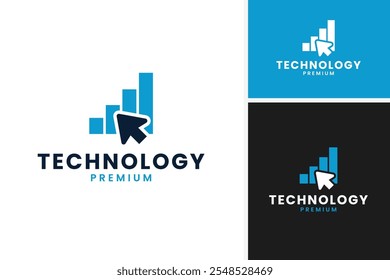 Puntero del ratón y diseño de logotipo de tecnología de gráfico de datos para herramientas de análisis Ilustración vectorial de Plantilla