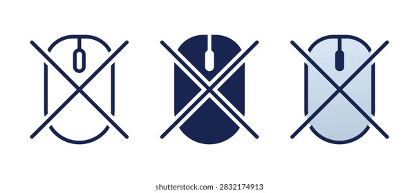 Mouse Pointer Disabled Icon. Cursor with X Symbol for Blocked Interaction, Inactive Control. Vector Illustration