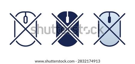 Mouse Pointer Disabled Icon. Cursor with X Symbol for Blocked Interaction, Inactive Control. Vector Illustration
