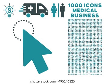 Mouse Pointer icon with 1000 medical business soft blue vector design elements. Collection style is flat bicolor symbols, white background.