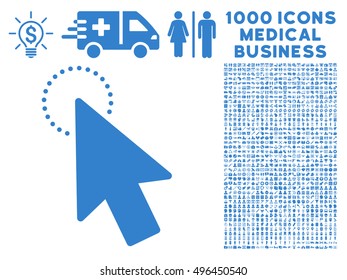 Mouse Pointer icon with 1000 medical commerce cobalt vector design elements. Clipart style is flat symbols, white background.