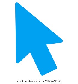 Mouse pointer icon from Basic Plain Icon Set. Style: flat vector image, blue color, rounded angles, white background.