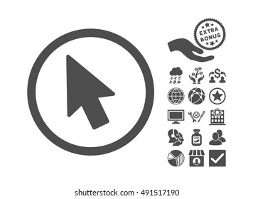 Mouse Pointer icon with bonus clip art. Vector illustration style is flat iconic symbols, gray color, white background.