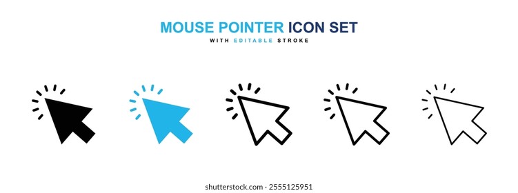 Mouse pointer icon collection in black and blue colors