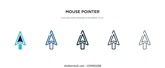 mouse pointer icon in different style vector illustration. two colored and black mouse pointer vector icons designed in filled, outline, line and stroke style can be used for web, mobile, ui