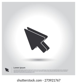 Mouse pointer icon, pictogram icon on gray background. Vector illustration. Flat design style