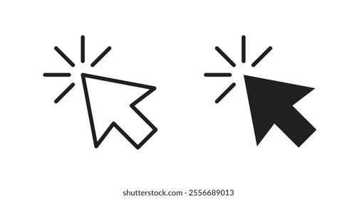 Mouse pointer icon set in Thin line black color.