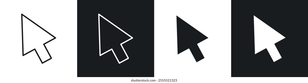 Mouse pointer icon vector collection in black and white.